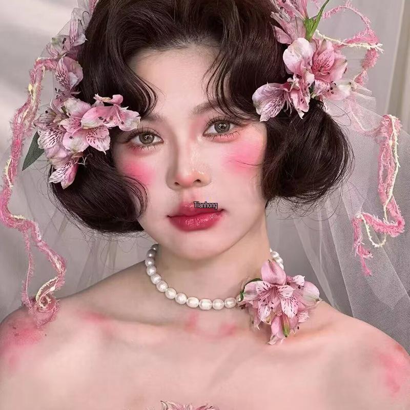 Mori Style Bridal Flower Headpiece: Fairy Princess Hair Accessory for Outdoor Wedding Photo Shoots