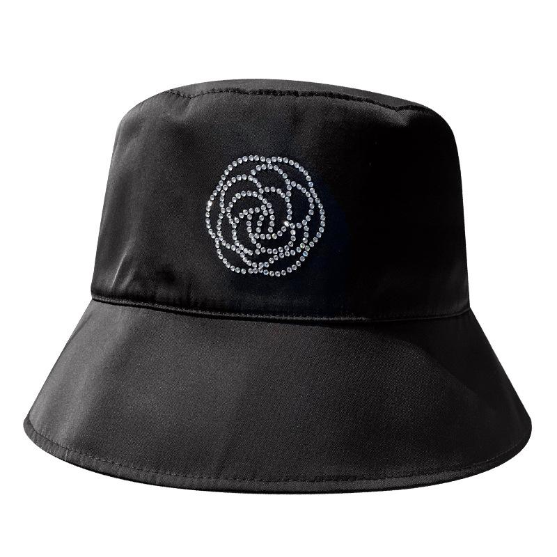 New High Quality Rhinestone Decorative Flower Outdoor Versatile Elegant Sunshade Fashion Bucket Hat Travel Bucket Hat