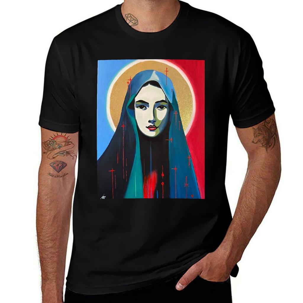 Artist löv akryl pastell Jungfru guld Maria Magdalena olja Maria Madonna ROSSI T-shirt AntiPerspiration Träningstopp