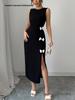 European & American Sleeveless Slim Sheath Dress with Bow Knots