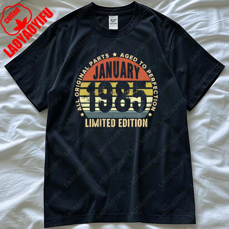 Geboren in 1985 Juni Mei T-shirt Casual Gemaakt Maart in Oktober November Elke Maand van 1975 T-shirts Verjaardagscadeau Heren Dames O-hals