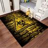 Biohazard Warning Rug with Grunge Design Suitable for Use As an Anti-slip Game Mat for Living Room and Bedroom Sofas