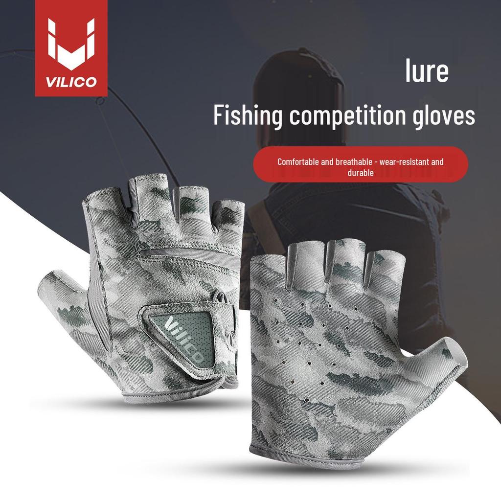 Vilico Summer Breathable Half-Finger Fishing Gloves - Skin-Friendly and Soft for Outdoor Lure Fishing