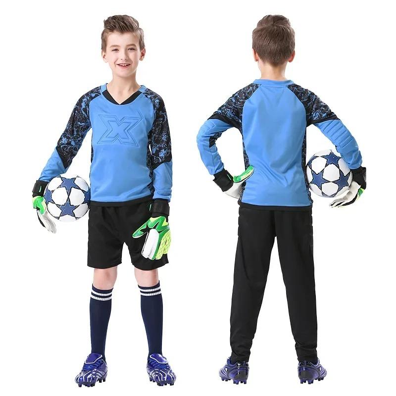 Kids Goalkeeper Uniform Boys Goalkeeper Jersey Doorkeepers Long Sleeve Sponge Protective Football Uniform For Children's