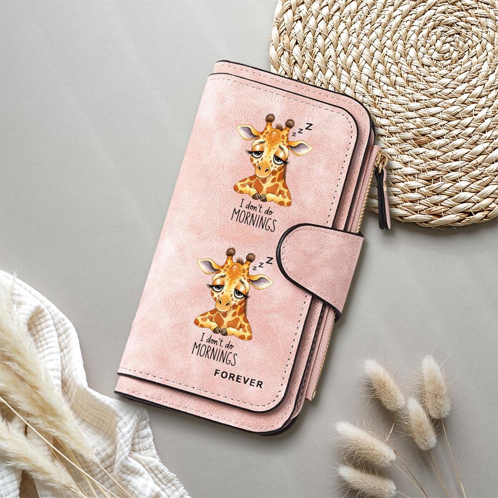 Giraffe Print Long Wallet Casual Cute Large Capacity Card Holder Purse