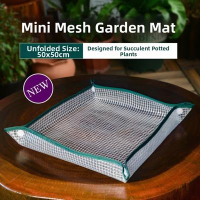 19.68/39.37in Plant Repotting Square Mat Transparent Waterproof Mini Grid Cloth Bonsai Mud Transplanting Prevention Mat