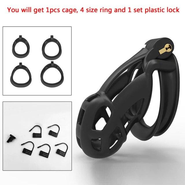 Newest!!!  V6 Version 3D Printed Double-Arc Chastity Device with 4 Size Ring, Penis Ring Lock Cage Cock Belt, Adult Sex Toys