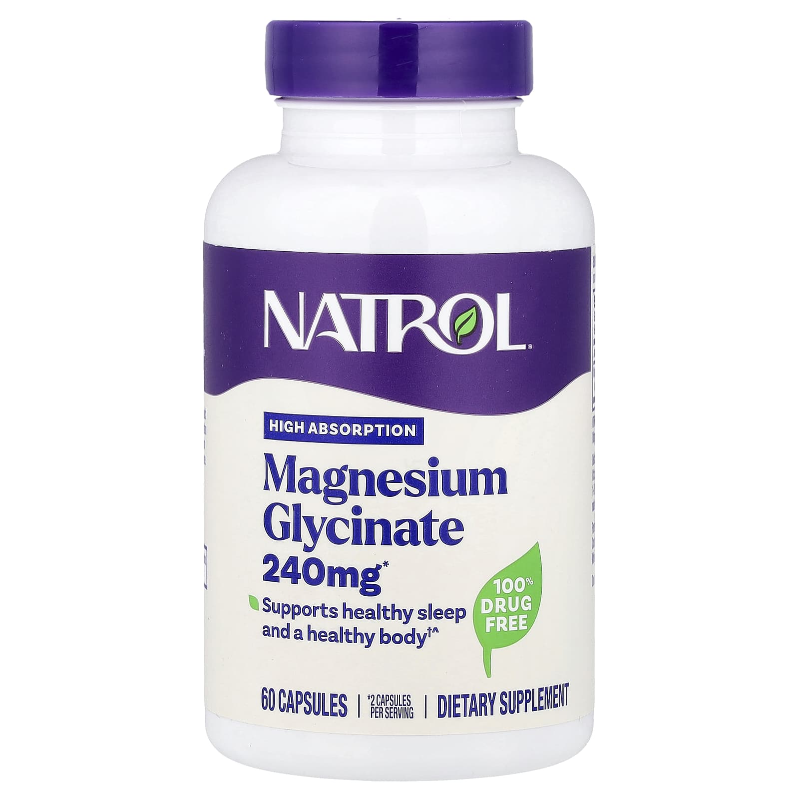 

Natrol, Magnesium Glycinate, High Absorption, 240 mg, 60 Capsules