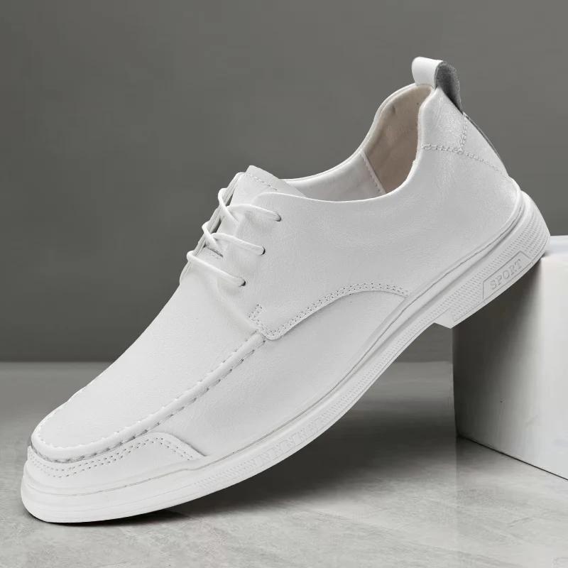 Genuine Leather Oxford Shoes for Men British Style Dress Shoes Fashion Male Business Formal Shoes Lace-Up Male Walking Footwear