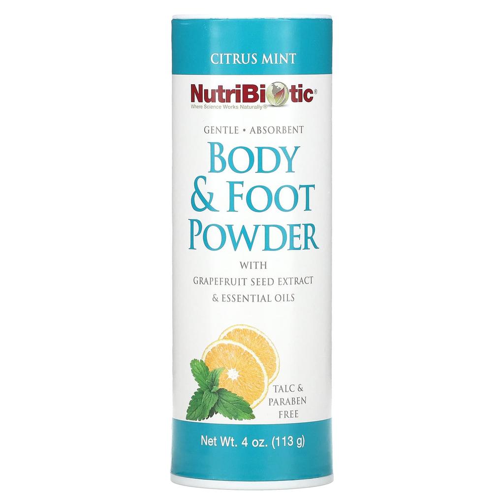 NutriBiotic, Body & Foot Powder with Grapefruit Seed Extract and Essential Oils, Citrus Mint, 4 oz (113 g)