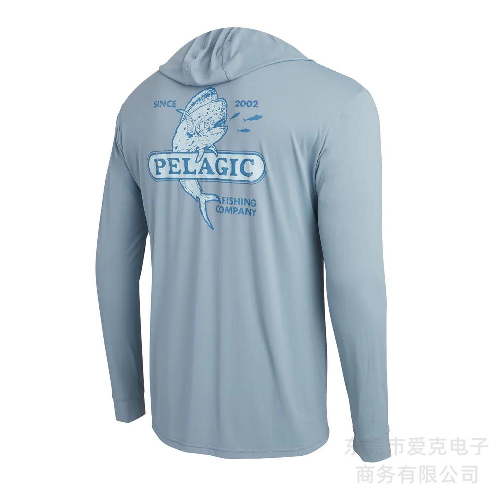 Pelagic Hooded Fishing Suit Men's Summer Sunscreen Quick-Drying Fishing Shirt Outdoor Sportswear Breathable Top