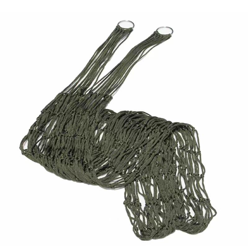 Nylon Mesh Hammock: Indoor/Outdoor Single-Person Swing with Thick Netting and Rings