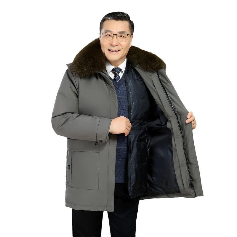 New Style Removable Down Jacket for Men, Medium and Long Daddy Style, Middle-aged and Elderly 405060-year-old Jacket