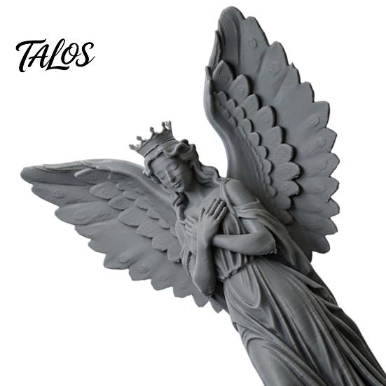Crown Angel Ornament 3D Printed Figurine, Vintage Guardian Angle Statue, Miniature for Display Artistic Winged Women Sculpture Home Tabletop