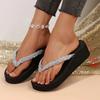 Fashion Fashion Sequins Platform Flip Flops Women New Lightweight Wedge Slippers Female Summer Beach Med Heel Non Slip Slides Mujer