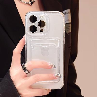 Card Insertion Transparent Case for Apple 15PRO All Inclusive Phone Case for IPhone 11/12, Simple Anti Drop Protective Case