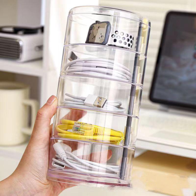 360-degree Rotating Transparent Jewelry Box, Multi-layer Jewelry Box, Dust-proof Finishing Shelf, Jewelry Necklace Storage Box