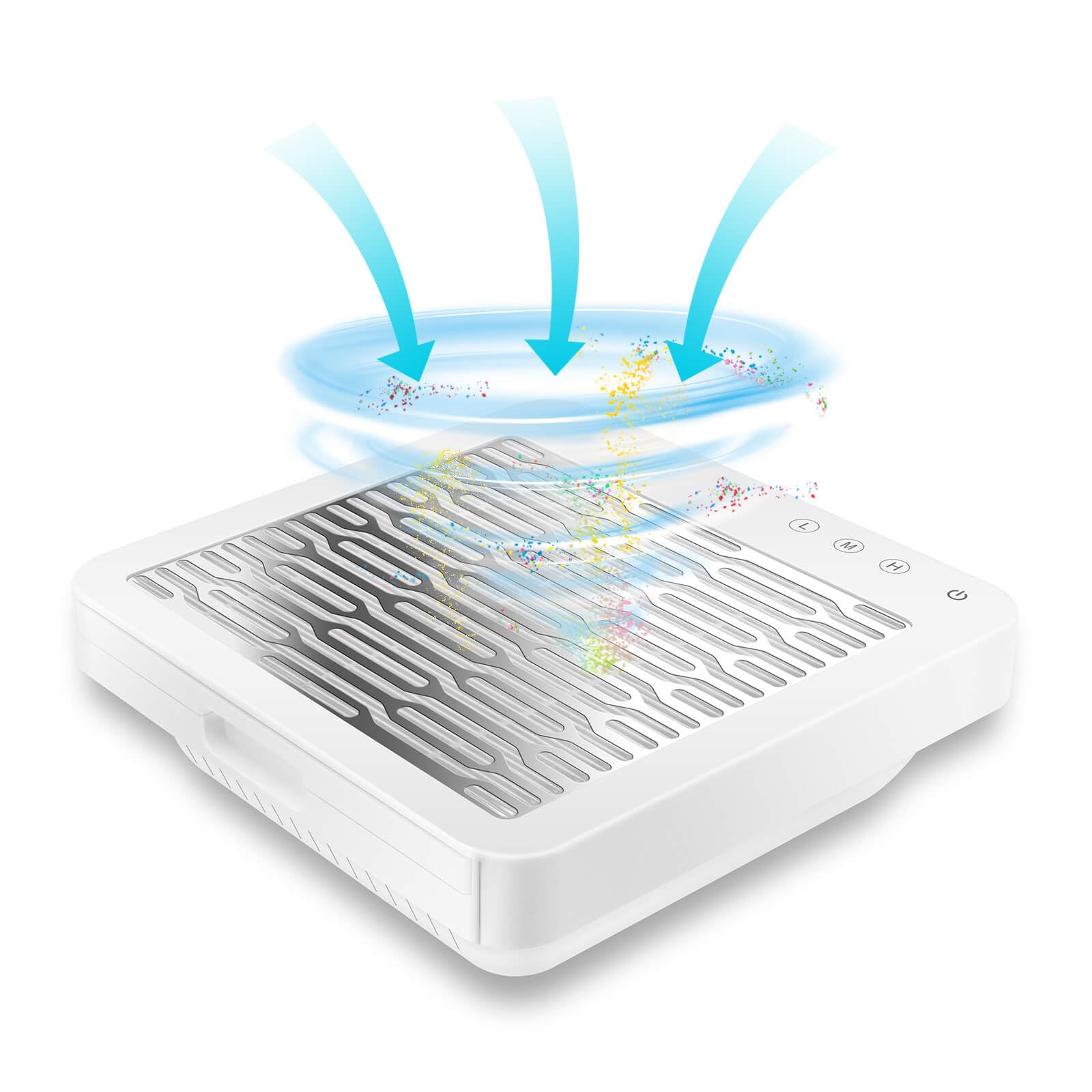 

Пылеуловитель для ногтей Пылеуловитель для ногтей Пылеуловитель с 3 скоростями, регулируемый, не требуется пылесборник, легко очищаемый фильтр, многоразовый