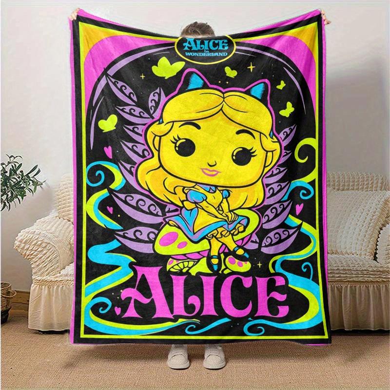1pc,Alice in Wonderland Colorful & Vibrant Home Decor Blanket Perfect for Couch, Bed, Travel