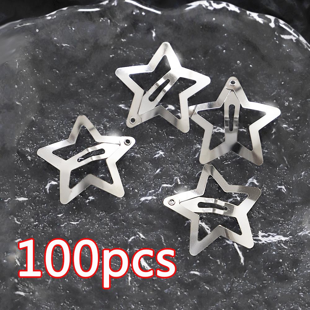 

10/100 шт. Серебряные заколки для волос в виде звезды для девочек Филигранная звезда Металлическая заколка-защелка Заколки Шпильки Украшения для волос Без никеля Без свинца