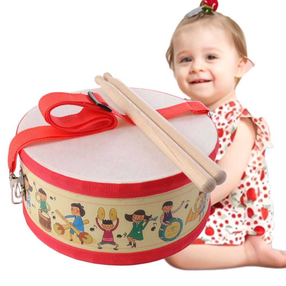 Double Sided Instrument Hand Drum Toys Montessori Wood Kids Drum Toys  Children Baby