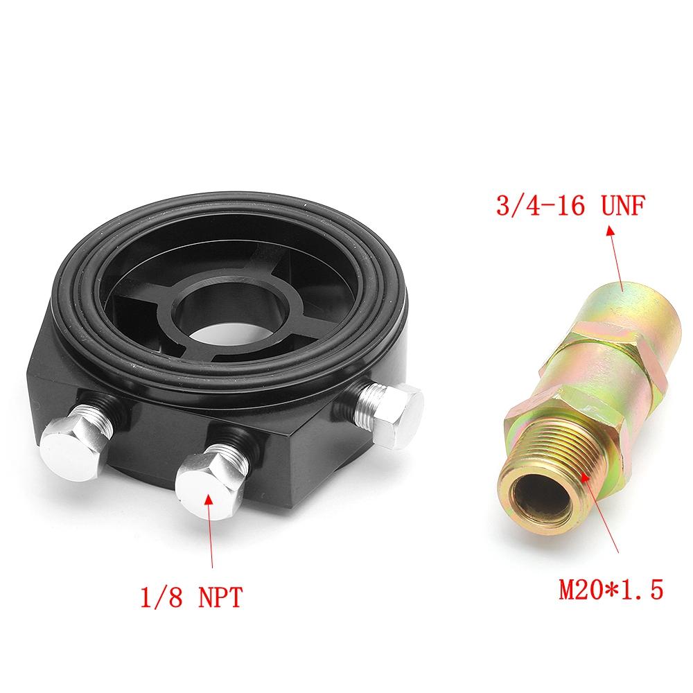 M20 x 1,5 Universeller Aluminium-Ölfilter-Sandwichplatten-Gewindeadapter Öl-Druck-Temperatur-Sensoren 1/8" NPT Ölkühlersatz