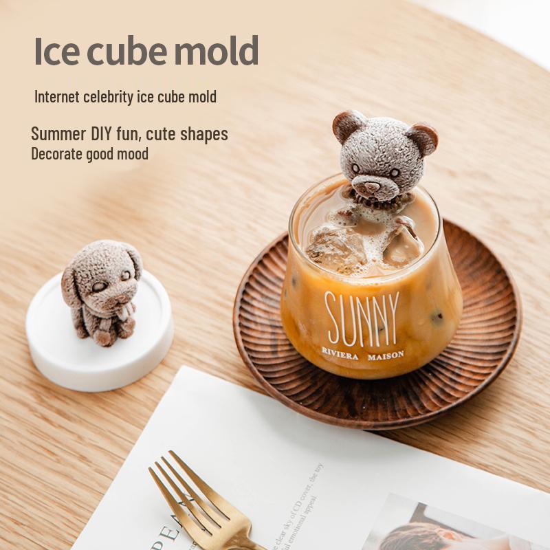 Bear Silicone Ice Cube Tray & Popsicle Mold - Cartoon Ice Ball & Ice Cream Maker