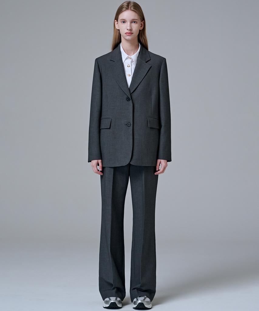 MALOUPE 2164 Stretch Flare Pants (Dark Gray)