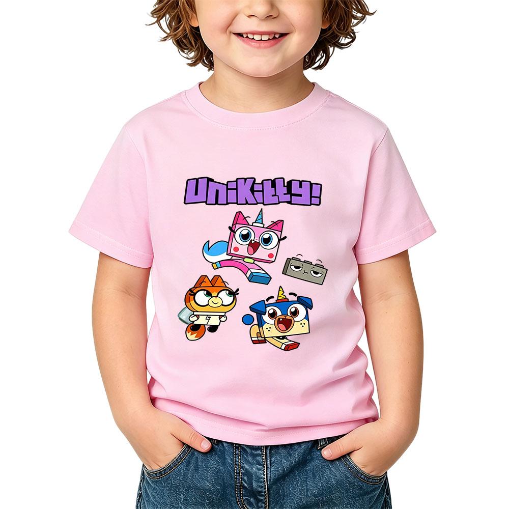 100% Cotton Unikitty Cartoon Children's T-Shirt Anime Print Kids Tees Cute Boys Girls Tops O-Neck Short Sleeve Summer Toddler