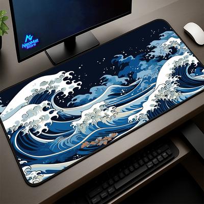 Great Wave Mouse Pad Carpet Blue Rugs XXL Extended Xmm Gaming Mat Laptop Gamer Keyboard Pad Office Japanese Art Hokusai