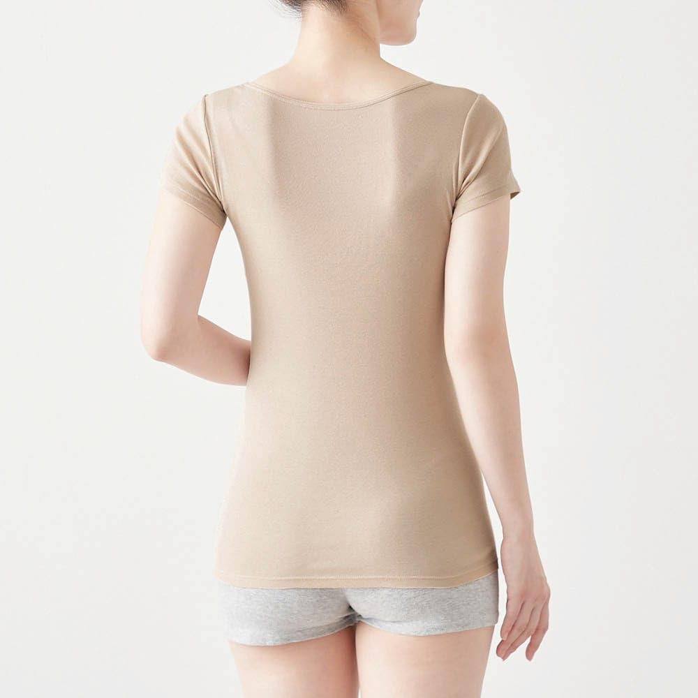 Belle Maison French Size M Women's Undershirt, 100% Cotton, Sleeve, Moisture-Wicking, Quick-Drying, Deodorizing, Sweat-Absorbent, Salarist, Off-White,