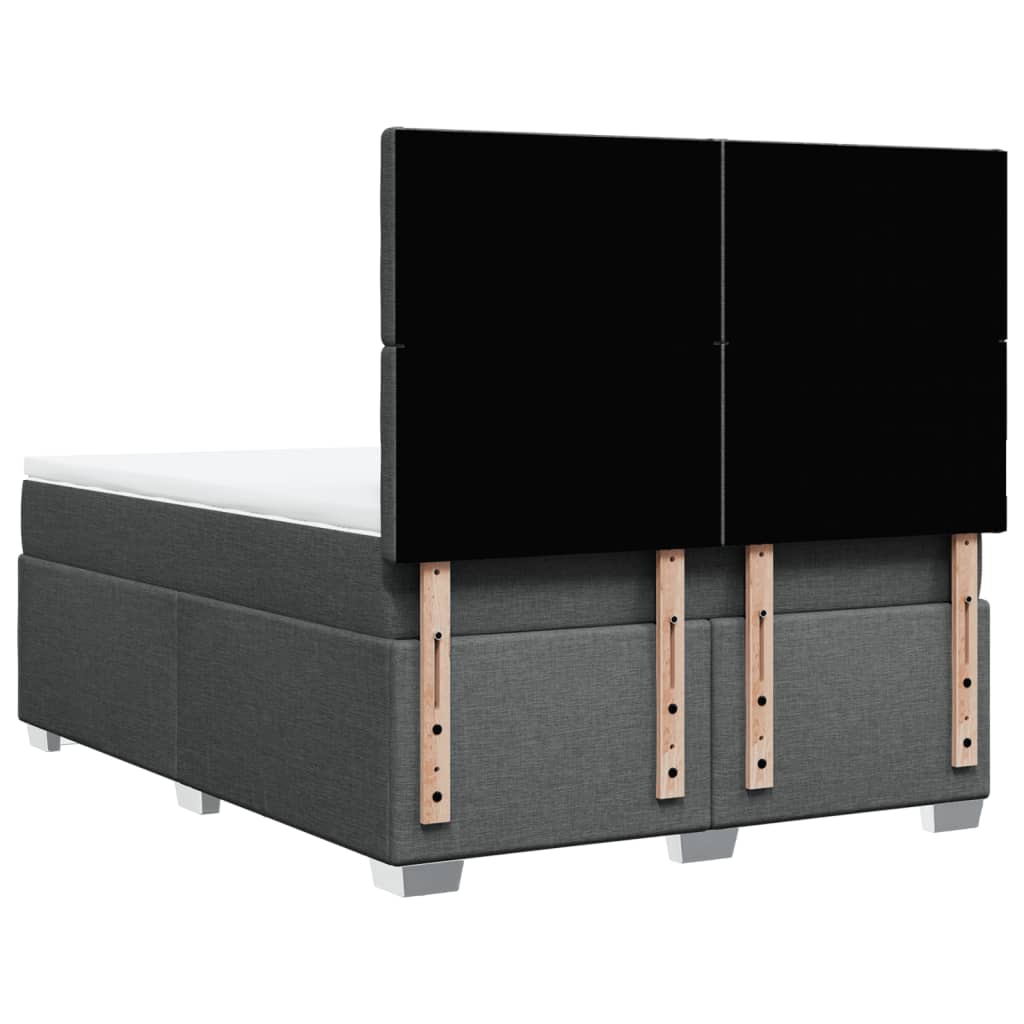 Box Spring Bed with Mattress Dark Gray 140 x 190 cm Fabric
