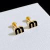 2Pcs Stainless Steel Letter M Stud Earrings for Women Fashion Brand Jewelry Delicate Cute Tiny Piercing Cartilage Earrings