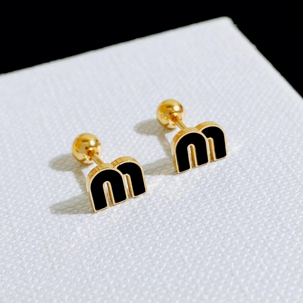 2Pcs Stainless Steel Letter M Stud Earrings for Women Fashion Brand Jewelry Delicate Cute Tiny Piercing Cartilage Earrings