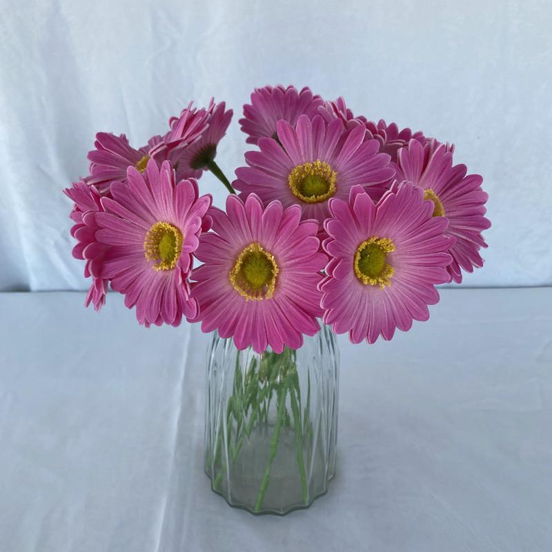 Pu Gerbera Daisy Artificial Flower For Wedding Decor Home Styling Soft Rubber Material