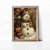 Christmas Snowman Wall Art, Winter Holiday Decor Print, Festive Snowman Painting, Cozy Christmas Art Poster Artwork