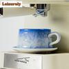 Kiln Fambe Crystal Glaze Coffee Mug With Plate Couple Handgrip Cups Afternoon Tea Mug Cup Saucer Kit Office Water Cup Teaware