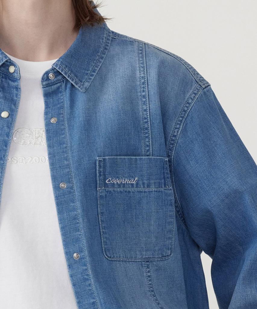 COVERNAT WOMAN Pocket Denim Shirt Blue