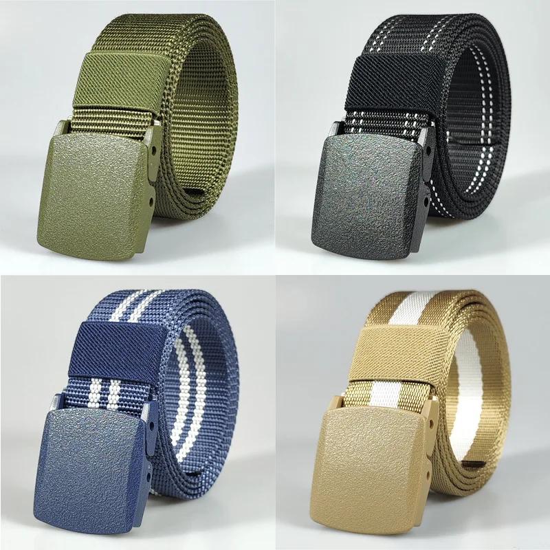 Black Automatic Buckle Nylon  Belt  Waist Canvas Belts Outdoor Strap Travel Sports Belt for Men and Women