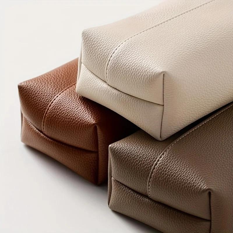 Artificial Leather Tissue Box - Modern Square Design, Perfect for Bathrooms, Durable Artificial Leather Box, Bathroom Decoration