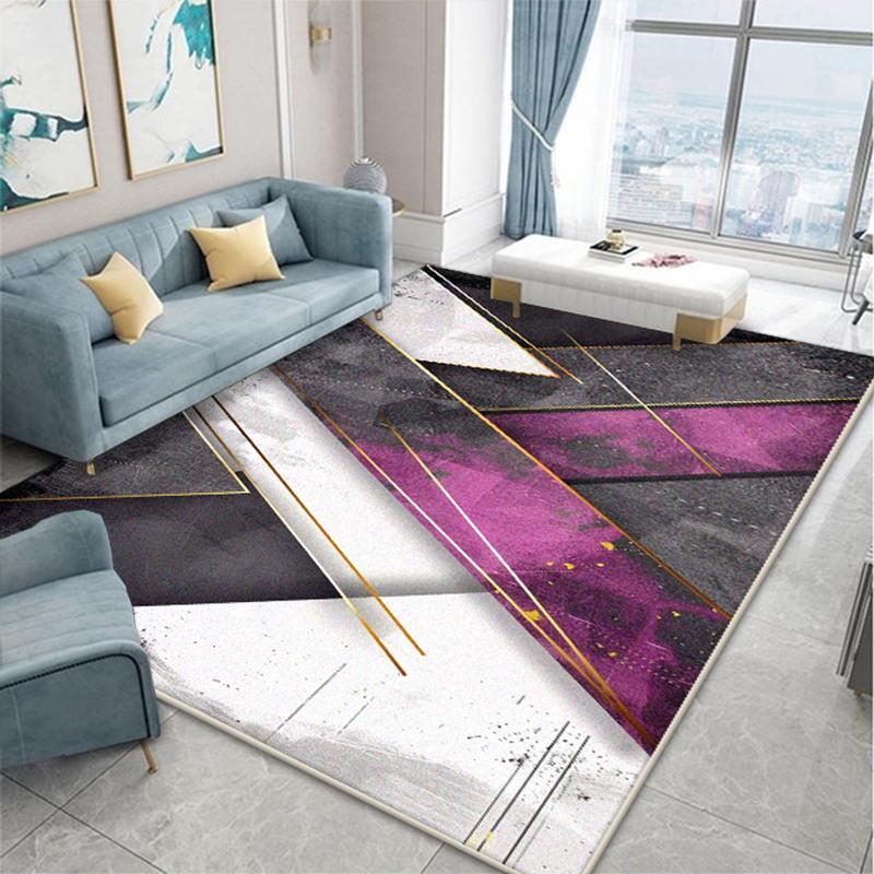 Nordic Geometric Living Room Carpet Modern Decoration Bedroom Bedside Fluffy Plush Rug Cloakroom Bathroom Non-slip Soft Door Mat