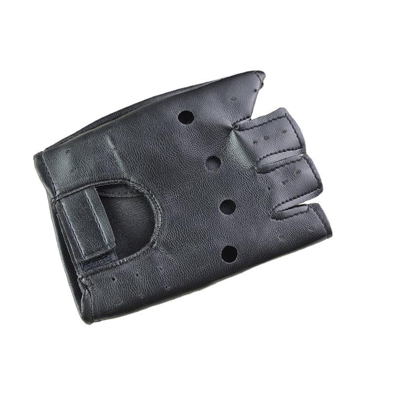 Theatrical Punk Hip-Hop Gloves Unisex Artificial Leather Half-Finger Gloves Driving Motorcycle Performance Gloves
