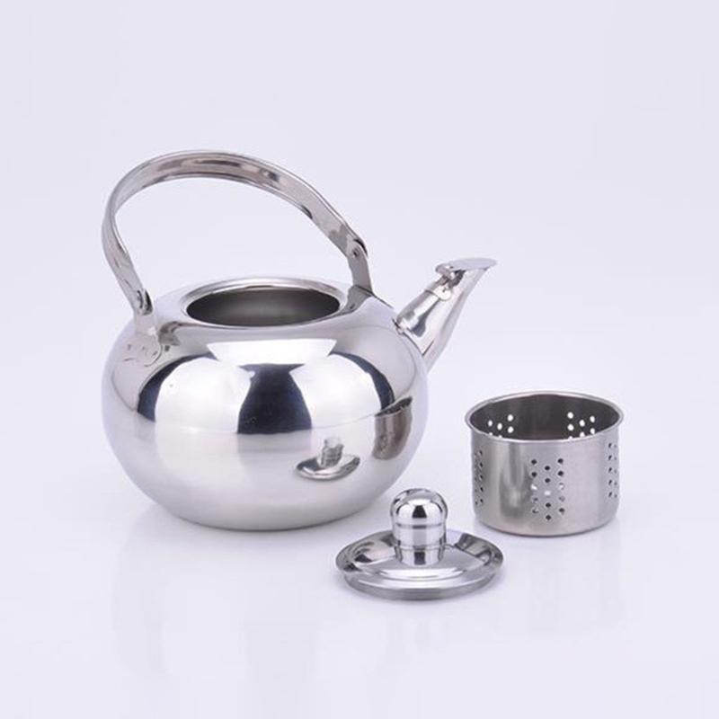 Stainsless Steel Teas Kettles Teapots with Infuser Metal Coffee Pots Round Teas Pots