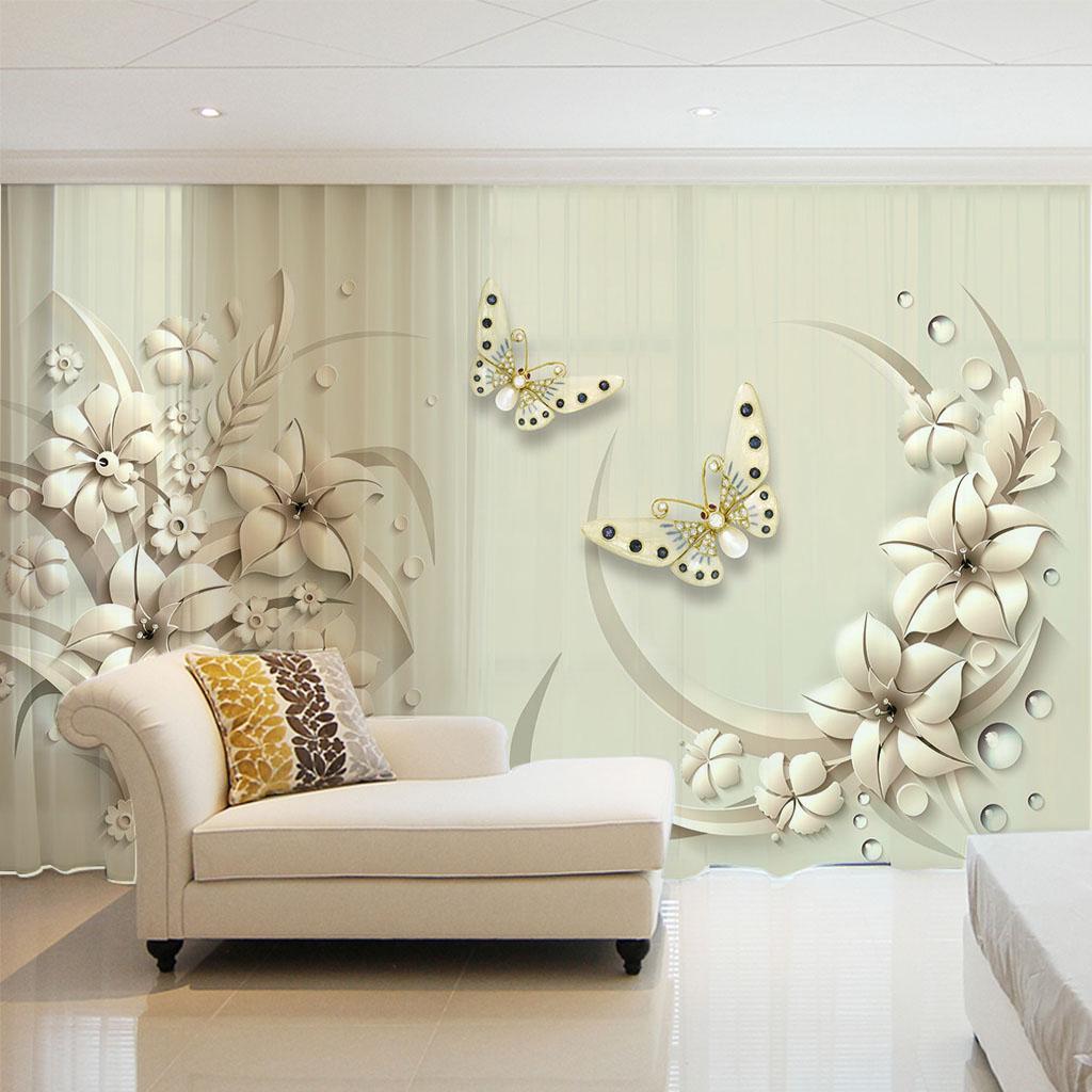 Colorful Butterfly Flower Elegant Plant Girl Window Curtains Blinds For Living Room Bedroom Bathroom Kicthen Door Home Decor2Pcs