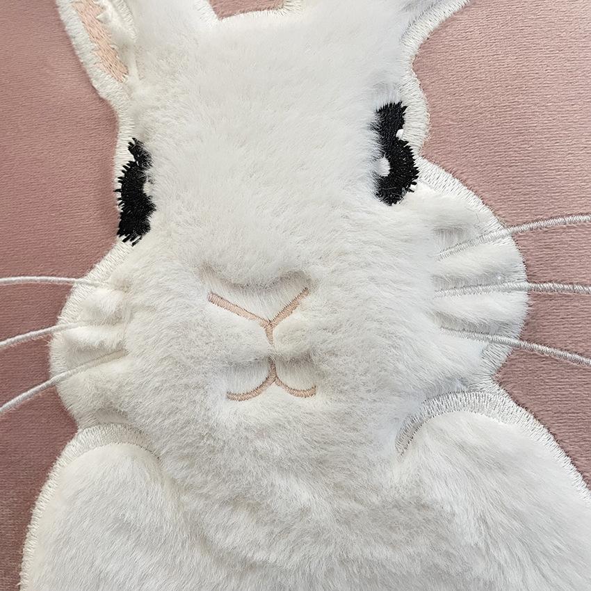 Soft Rabbit Pillow Cover Sofa Cushion Velvet Embroidered Pillow Girl Heart Pink Cartoon Pillow Cover Cute Premium