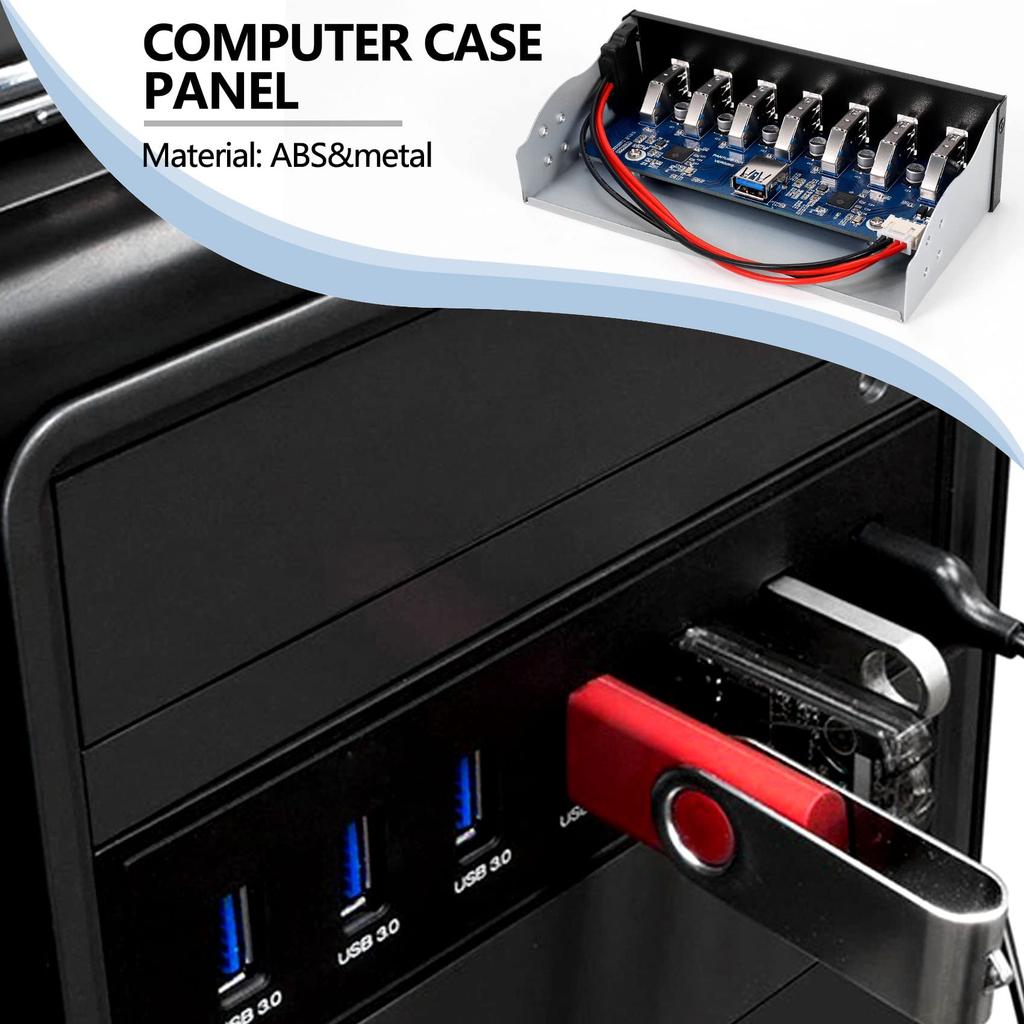 Buerjia 7-Port USB-Hub 5GBS Zoll Laufwerkschacht Computergehäuse CD-ROM Frontblende für USB-Steckerkabel Dual-Chip 1X 19-Pin Header auf 16X 3.0 5.25 CD-ROM + 3.0