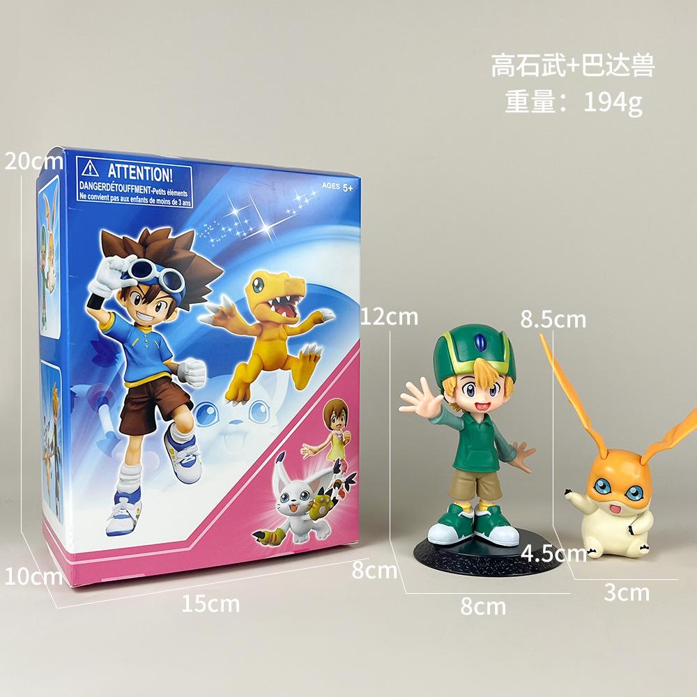Boxed Anime Digimon Yagami Taichi Agumon Gabumon Anime Action Figure Model Gifts Collectible Figurines Desktop Decoration