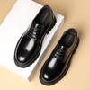 2025 New Men's Casual Leather Shoes, High-end Men's Leather, British Style, Comfortable Thick-soled and Versatile, Trendy Muffin Bottom