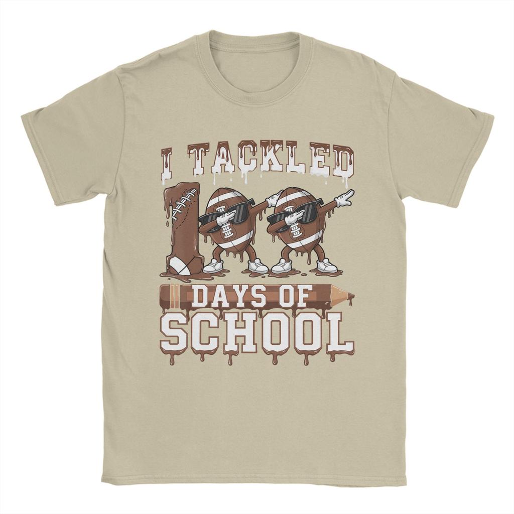 Unisexs 100 Days of School Boys 100th Day of School Football T Shirts Cotton Clothing Humor Short Sleeve Plus Size TShirt