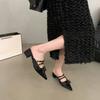 Pointed Toe Sandals Bow New French Thick Heel Bag Head Half Slippers Women's Shoes 2025 Summer Mary Jane Outer Wear